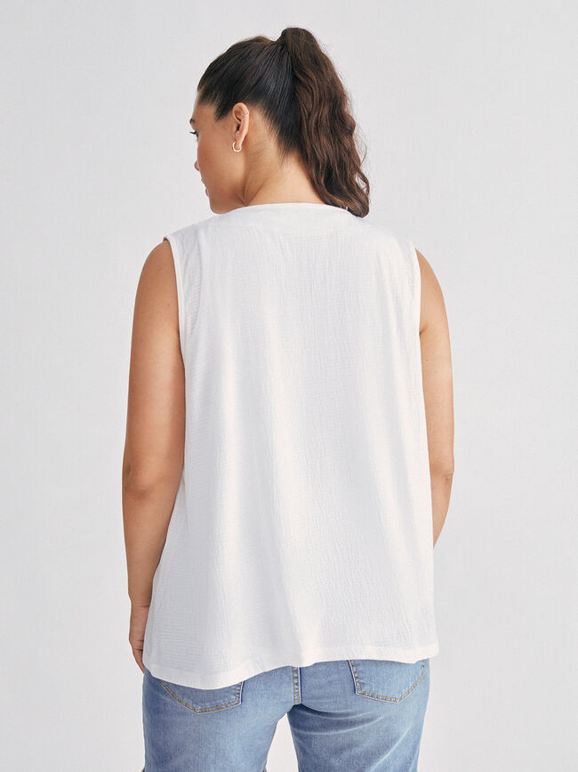 chaleco boho detalle bordado Blanco Optico