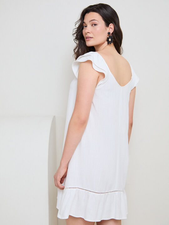 VESTIDO CORTO VOLANTE Crudo image number null