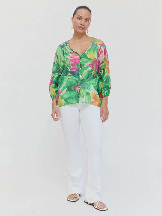 CAMISA DETALLE TRENZA Verde image number null
