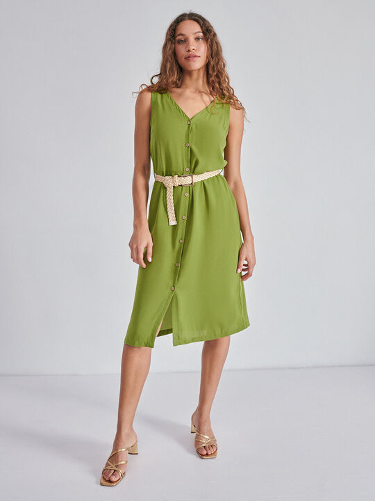 VESTIDO CAMISERO MIDI Oliva image number null