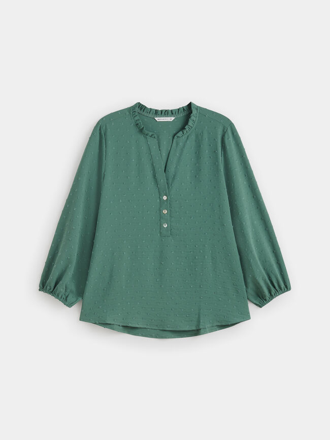 Blusa bordado Plumeti Vintage Blue