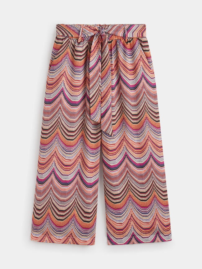 Pantalón culotte estampado con cinturón Lavanda Violeta