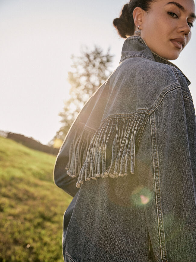 CHAQUETA DENIM FLECOS Mid blue