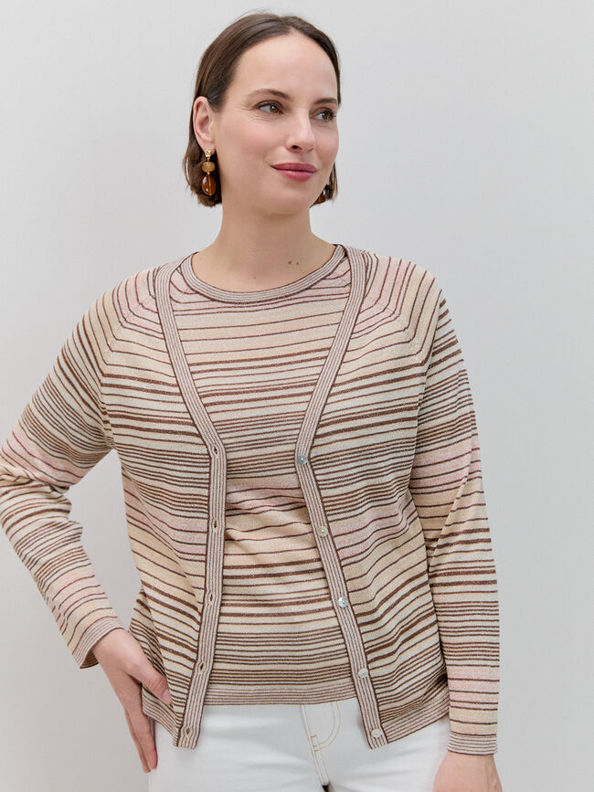 C&Aacute;RDIGAN RALLAS BRILLO Beige