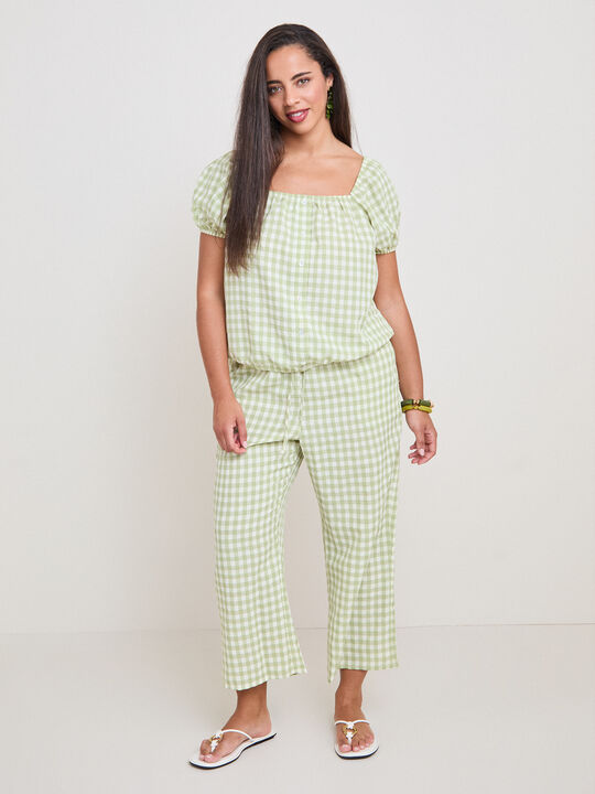 PANTALON  VICHY kaki claro image number null