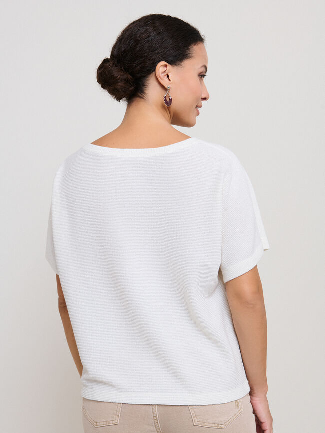 CAMISETA DETALLE TEJIDO Beige