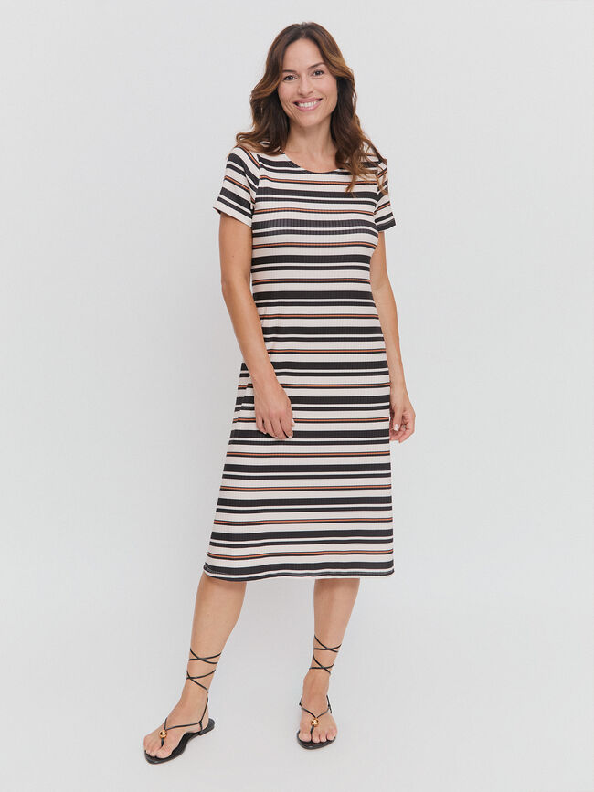 VESTIDO CANALE RAYAS Azul Marino