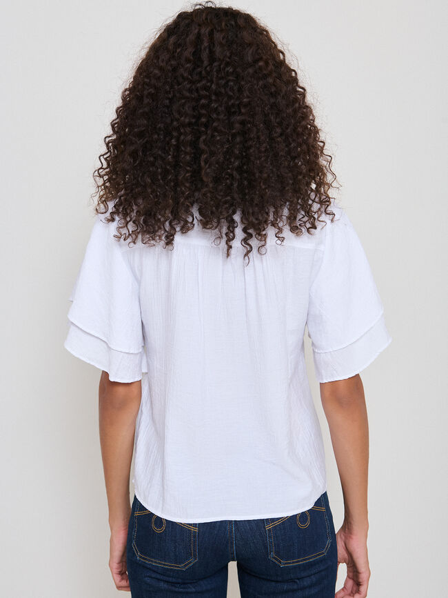 BLUSA MANGA VOLANTE Blanco Optico