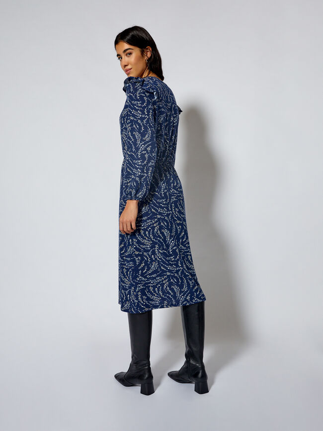 VESTIDO SOBRE RODILLA Azul Marino