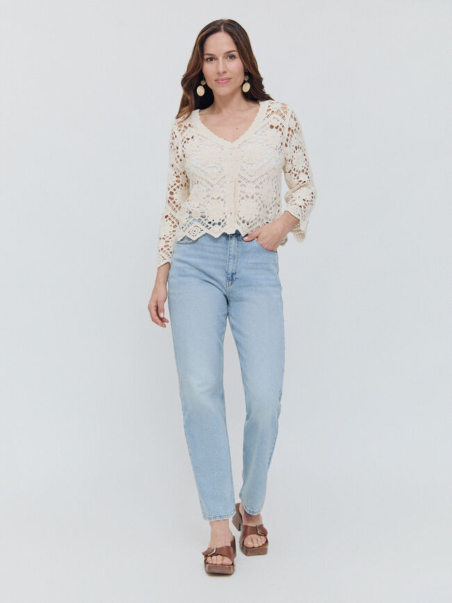 CARDIGAN CROCHET Crudo