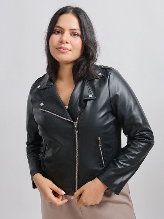 CAZADORA BIKER BÁSICA Negro image number null