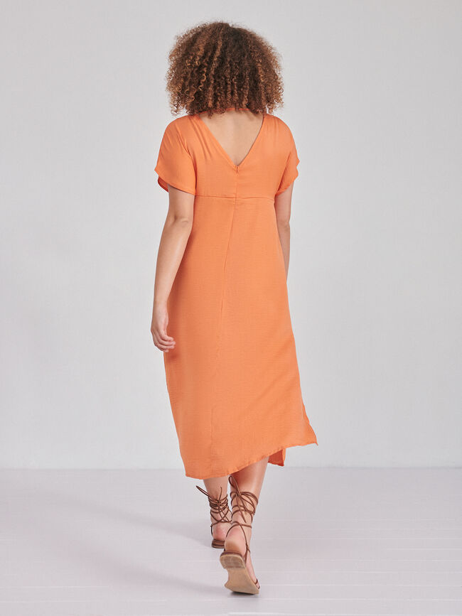 Vestido fluido satinado naranja tangy