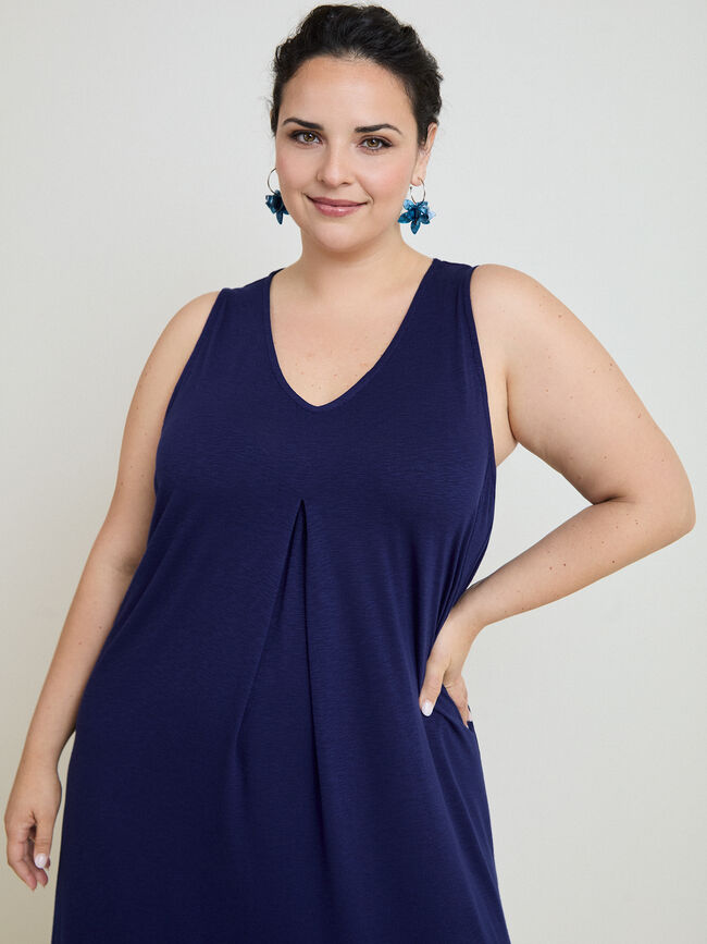 VESTIDO FLAM&Eacute; PLIEGUE ESCOTE Azul Marino