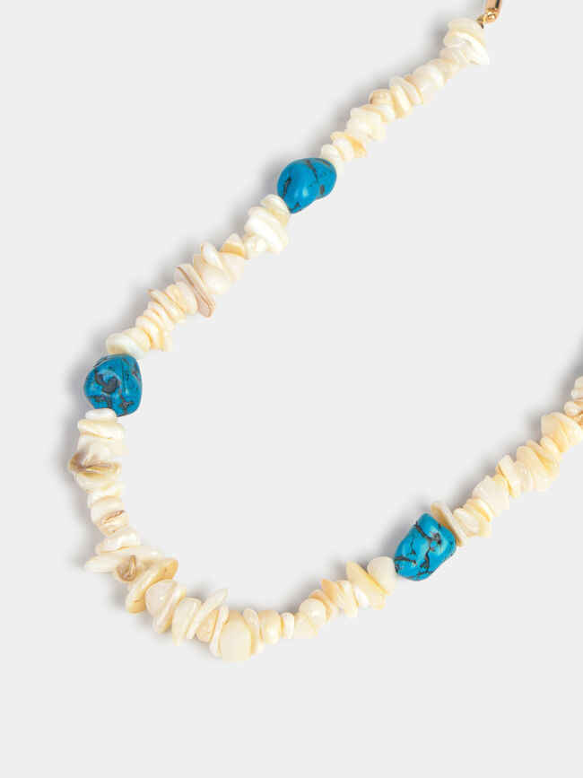 COLLAR LARGO PIEDRAS Crudo