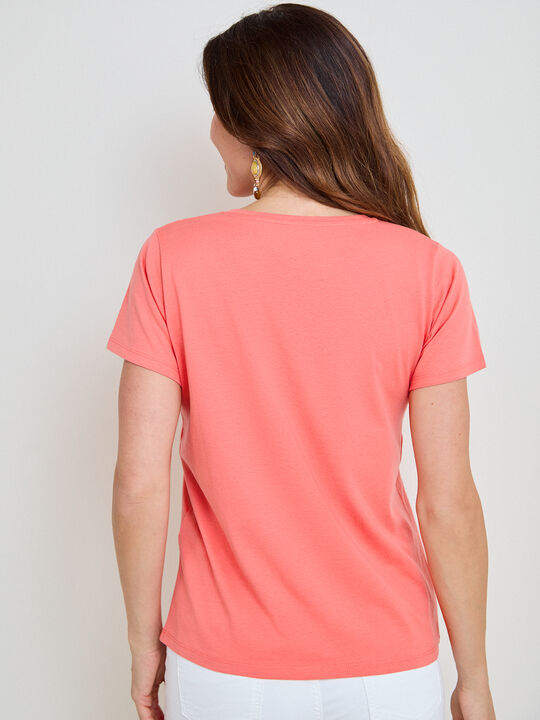 CAMISETA FLORES VINTAGE Coral image number null