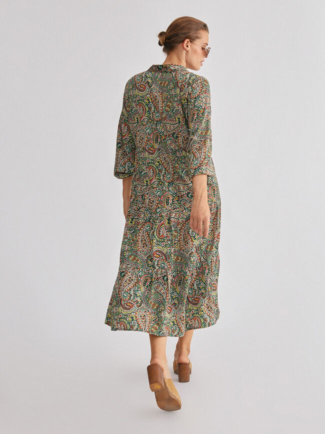 Vestido midi de satén Verde oscuro