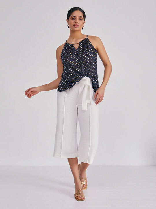 pantalón culotte cinturón Blanco Hueso image number null