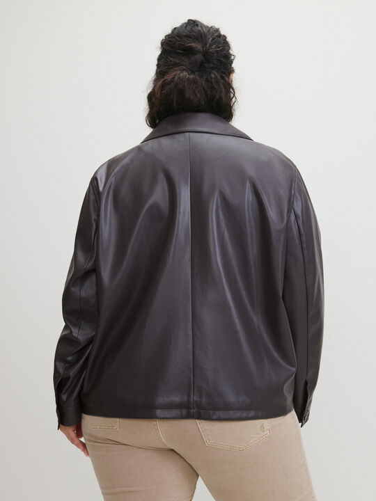 CHAQUETA POLIPIEL BOLSILLOS Marron Oscuro image number null