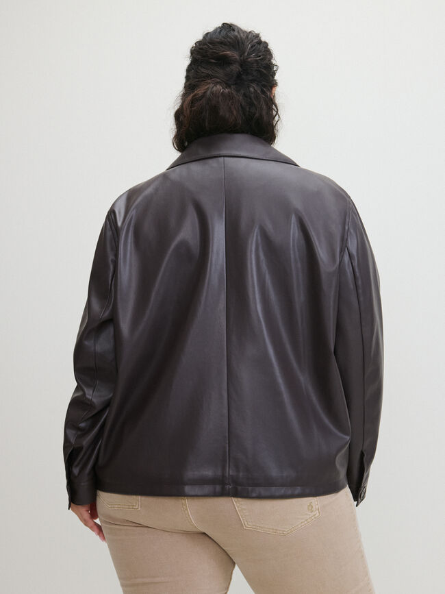 CHAQUETA POLIPIEL BOLSILLOS Marron Oscuro