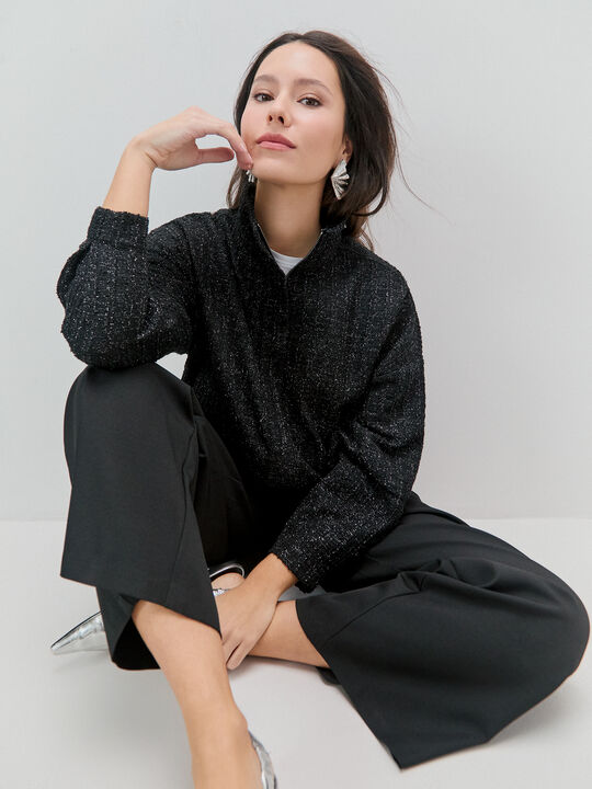 CHAQUETA BRILLO Negro image number null