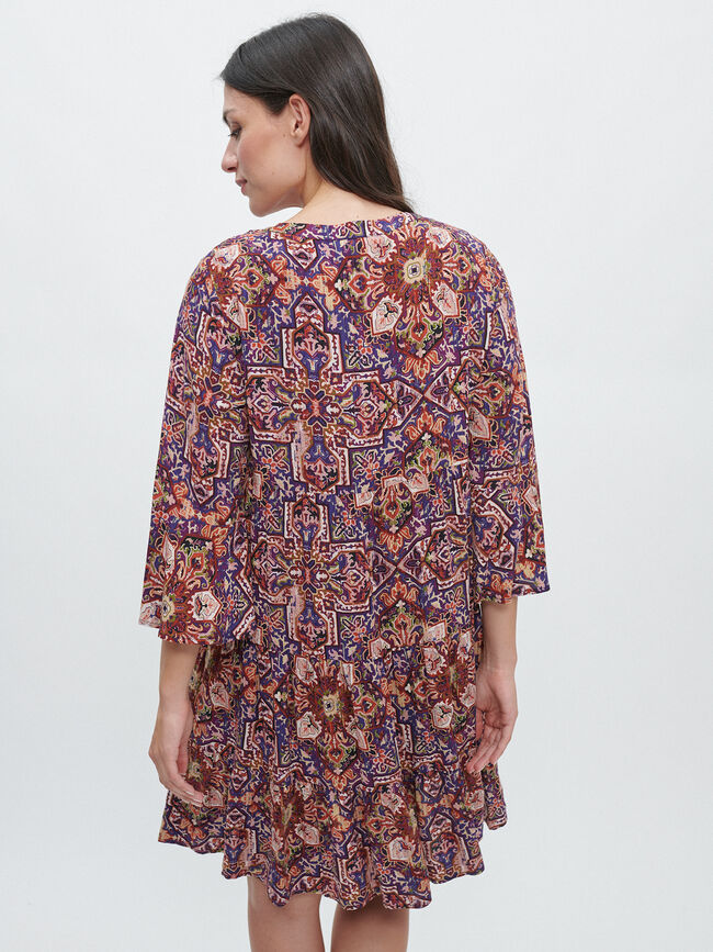 VESTIDO ESTAMPADO VUELO Violeta vintage
