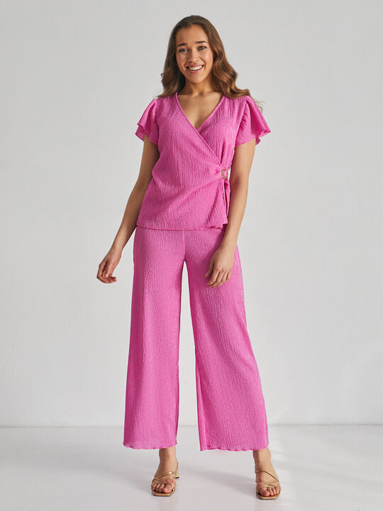 CAMISETA PLISADA Fucsia Oscuro image number null