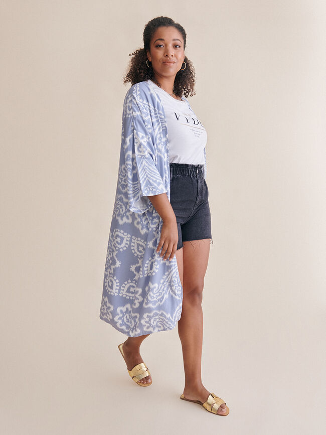 CAFTÁN ESTAMPADO Celeste