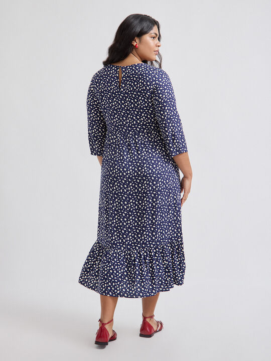 VESTIDO MIDI FLUIDO Azul Noche image number null