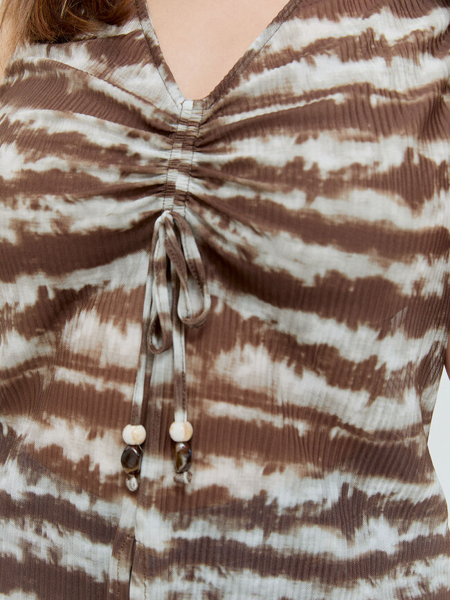 TOP PLISADO  FRUNCIDO Marron