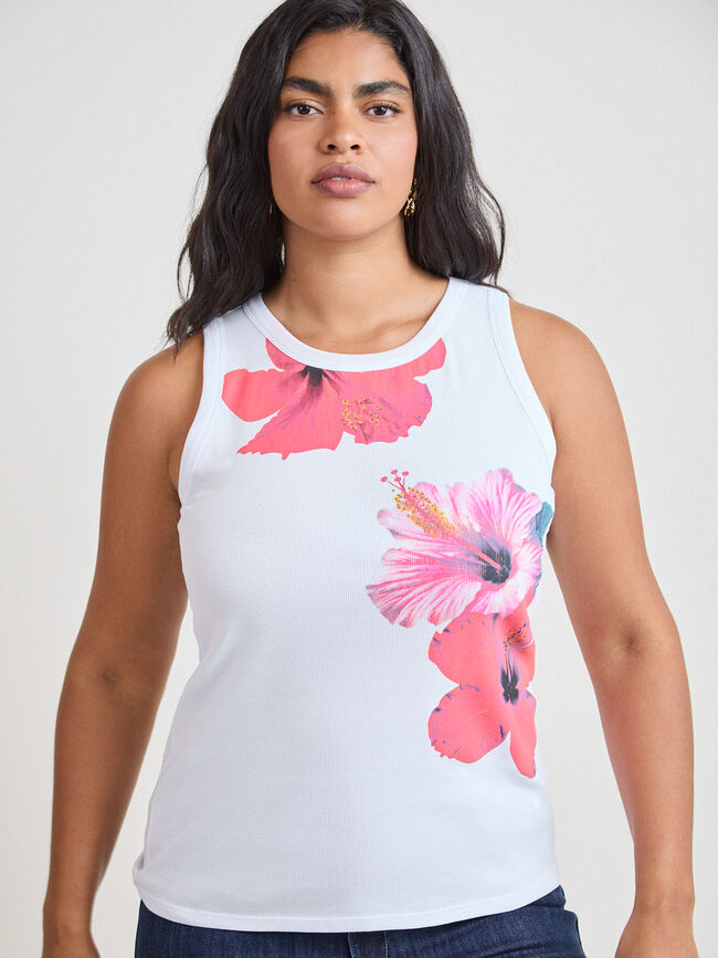 CAMISETA FLORES HIBISCUS Blanco Optico