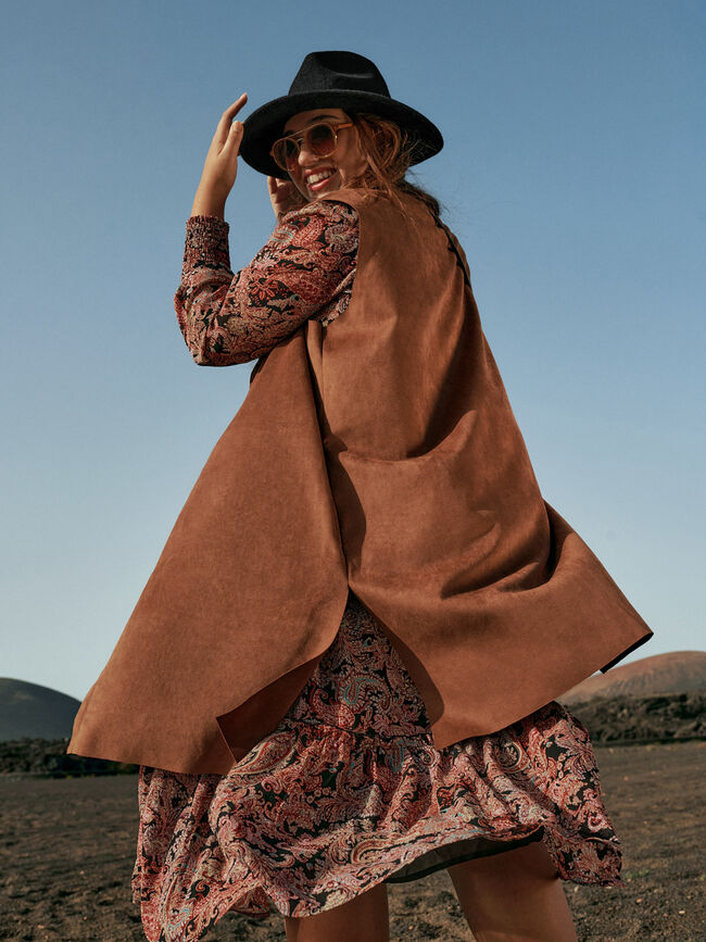 Chaleco boho antelina Marron Claro
