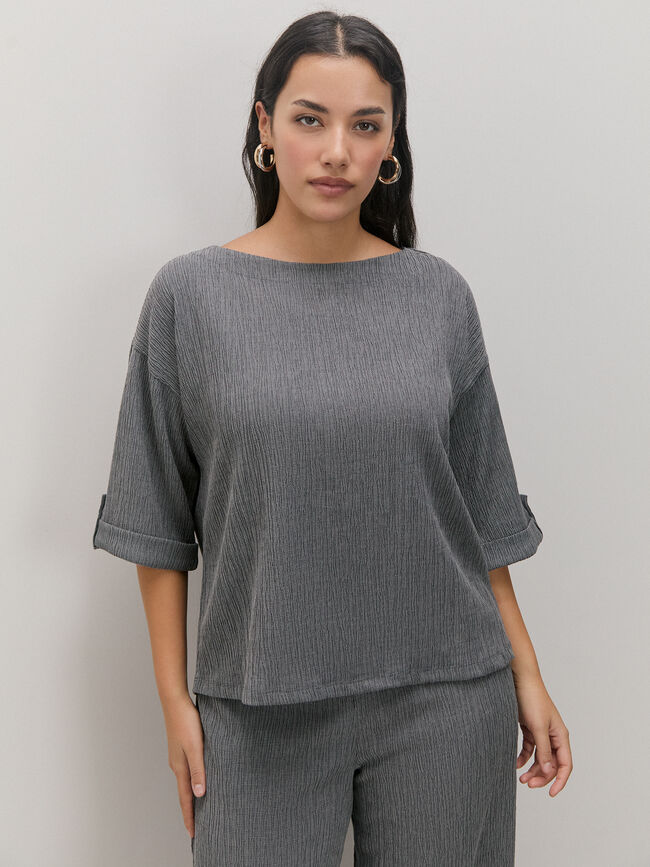 CAMISETA DETALLE MANGA Gris Oscuro