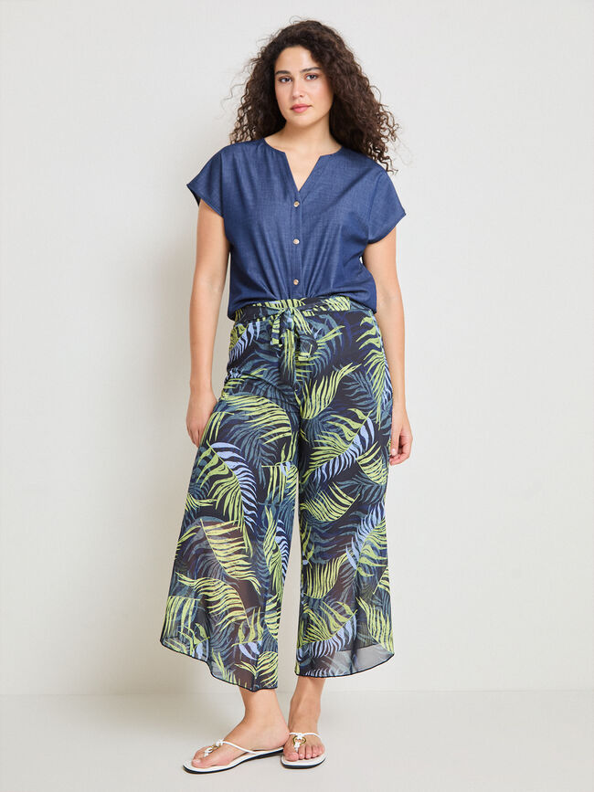 PANTAL&Oacute;N TUL TROPICAL LAZO Estampado 1