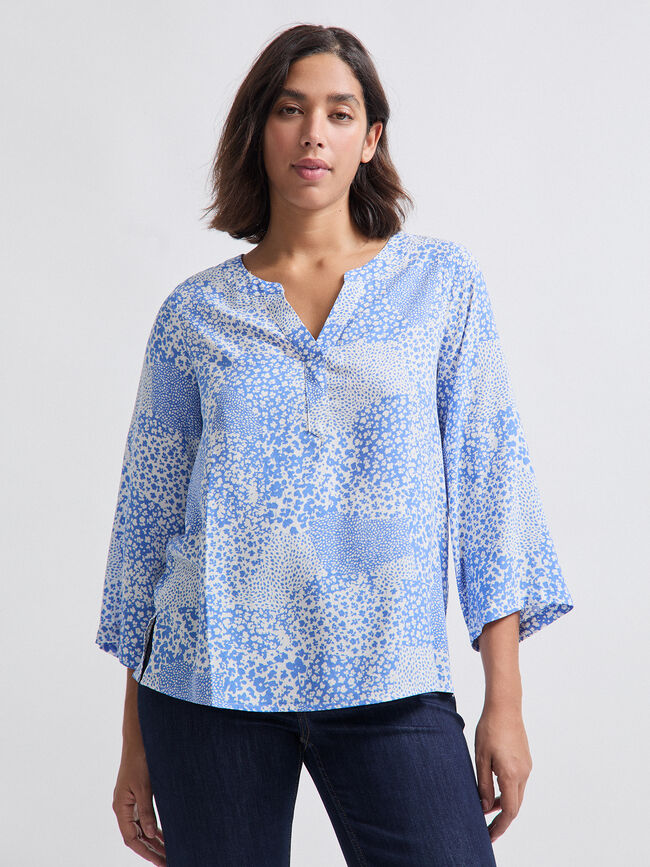 BLUSA FLUIDA ESTAMPADA Cobalto