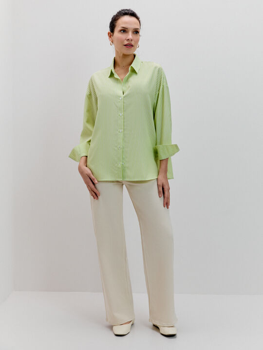 CAMISA RAYAS OVERSIZE Verde image number null