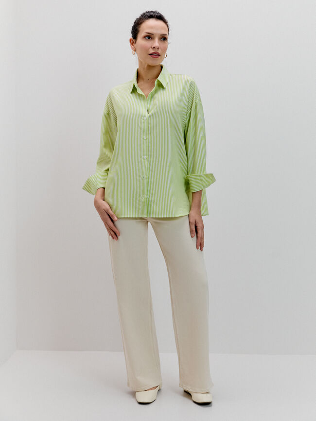 CAMISA RAYAS OVERSIZE Verde