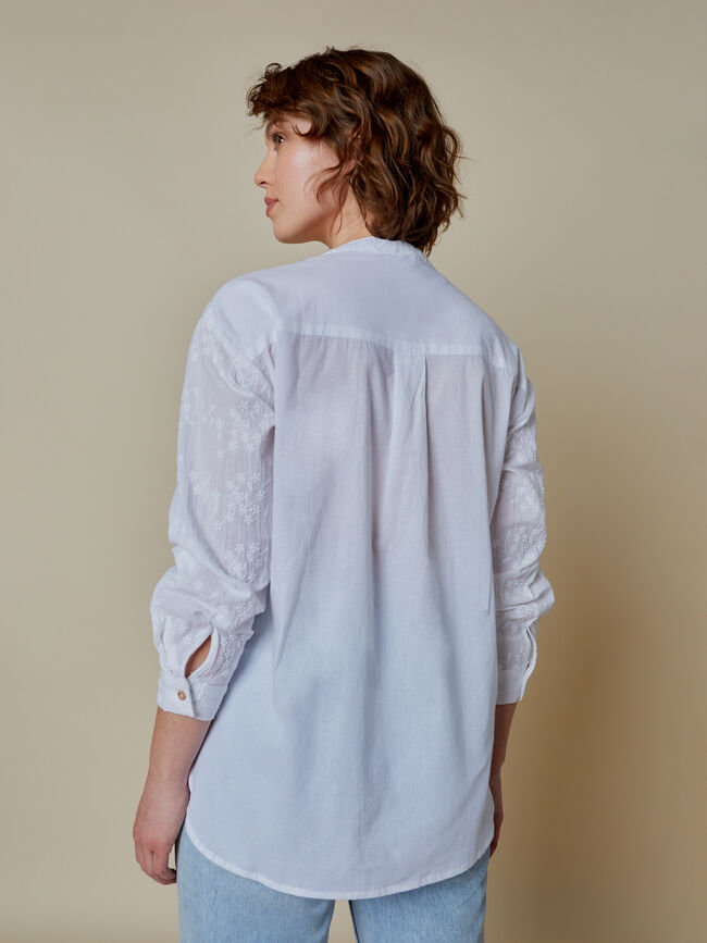 CAMISA 100% ALGODÓN BORDADA Blanco Optico