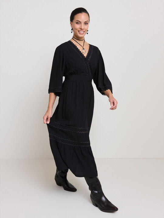 VESTIDO LARGO ONDULINA Negro image number null