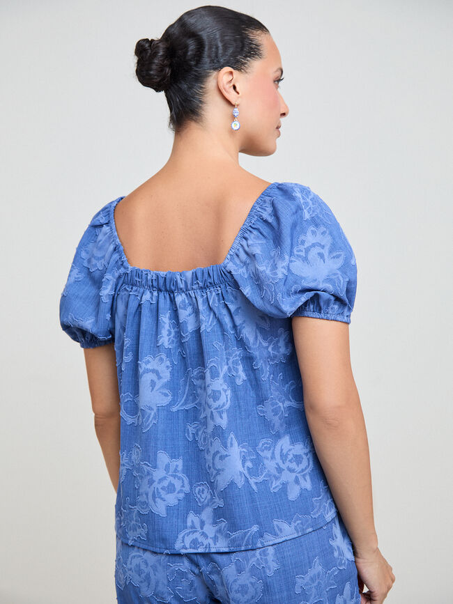 BLUSA GOMA HOMBRO Azul Grisaceo