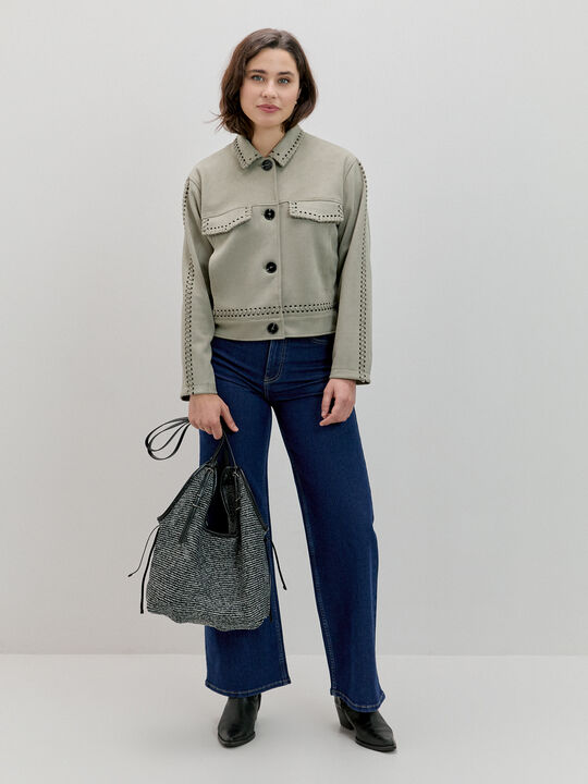 CAZADORA DETALLES TRENZADOS kaki claro image number null