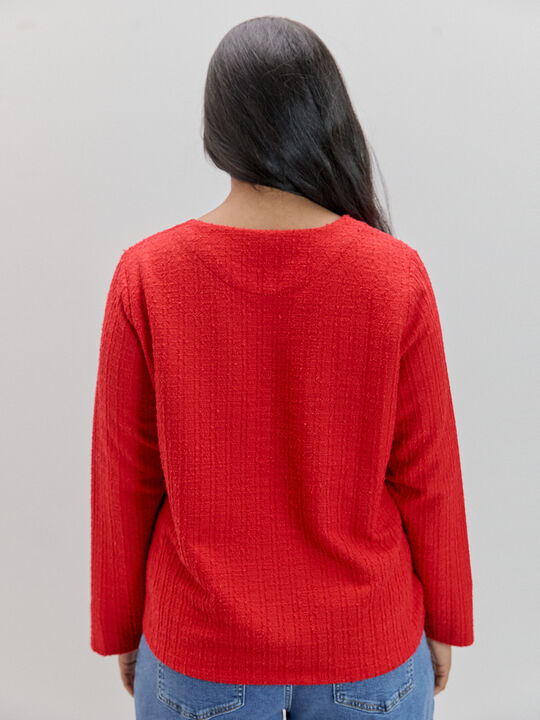 CHAQUETA CUELLO PICO Rojo image number null