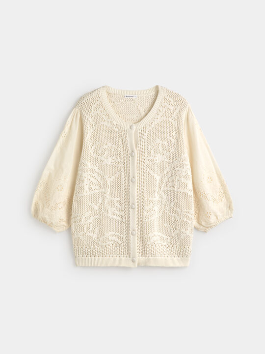 C&Aacute;RDIGAN BOTONES BIMATERIA Crudo image number null