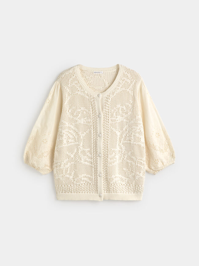 C&Aacute;RDIGAN BOTONES BIMATERIA Crudo