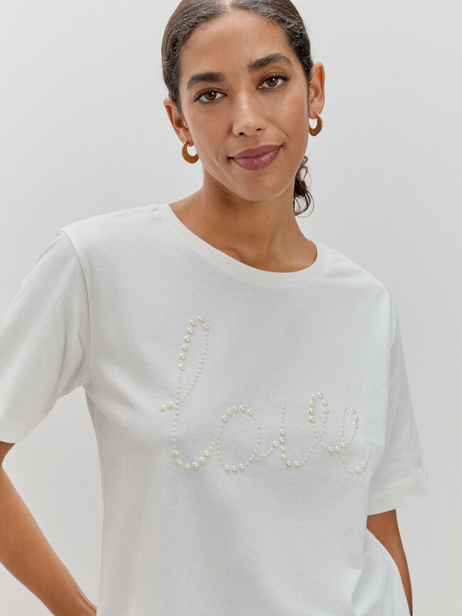 CAMISETA PERLAS LOVE Crudo