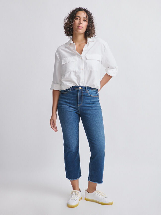 VAQUERO RECTO CROP Dark blue