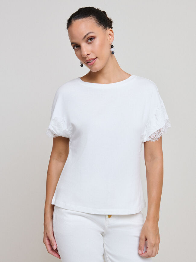 CAMISETA MANGA DETALLE Blanco Hueso