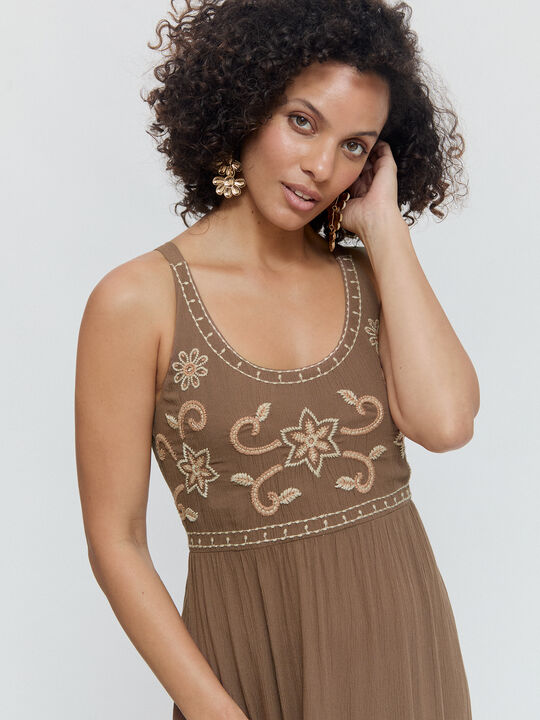 VESTIDO PECHO BORADADO Vison image number null
