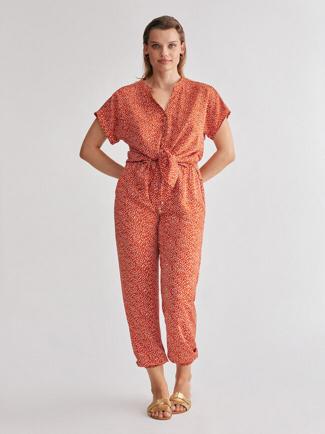 Pantalón detalle goma en bajo Naranja quemado