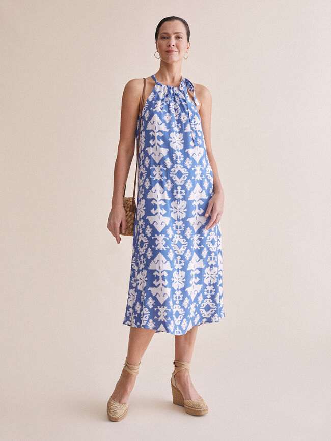 Vestido halter aberturas laterales Azulon