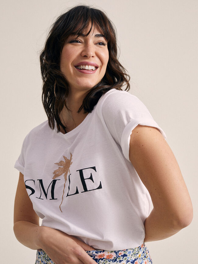 Camiseta mensaje 100% algodón Blanco Optico